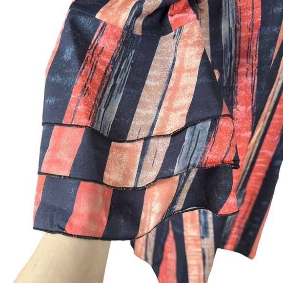 NWT's Womens Blue/Orange Striped Dress Layered Sleeves Sz. MD - Picture 3 of 8